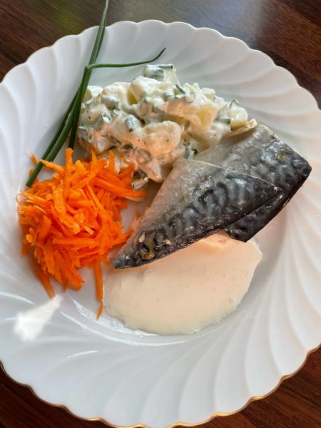 Syltet makrell med pepperotsaus og poteter